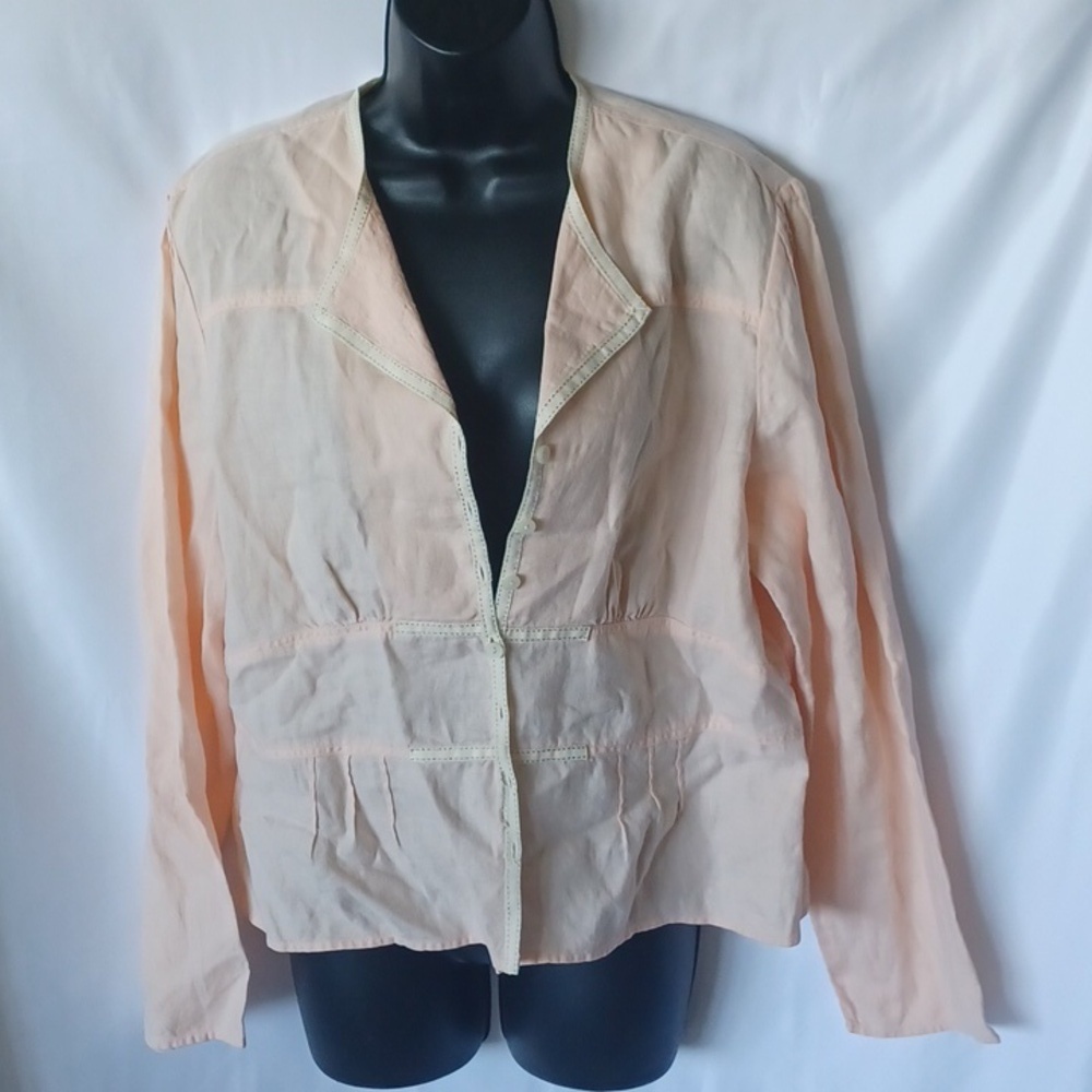 J JILL LINEN FITTED LIGHT BLUSH PEACH JACKET BLAZER COAT